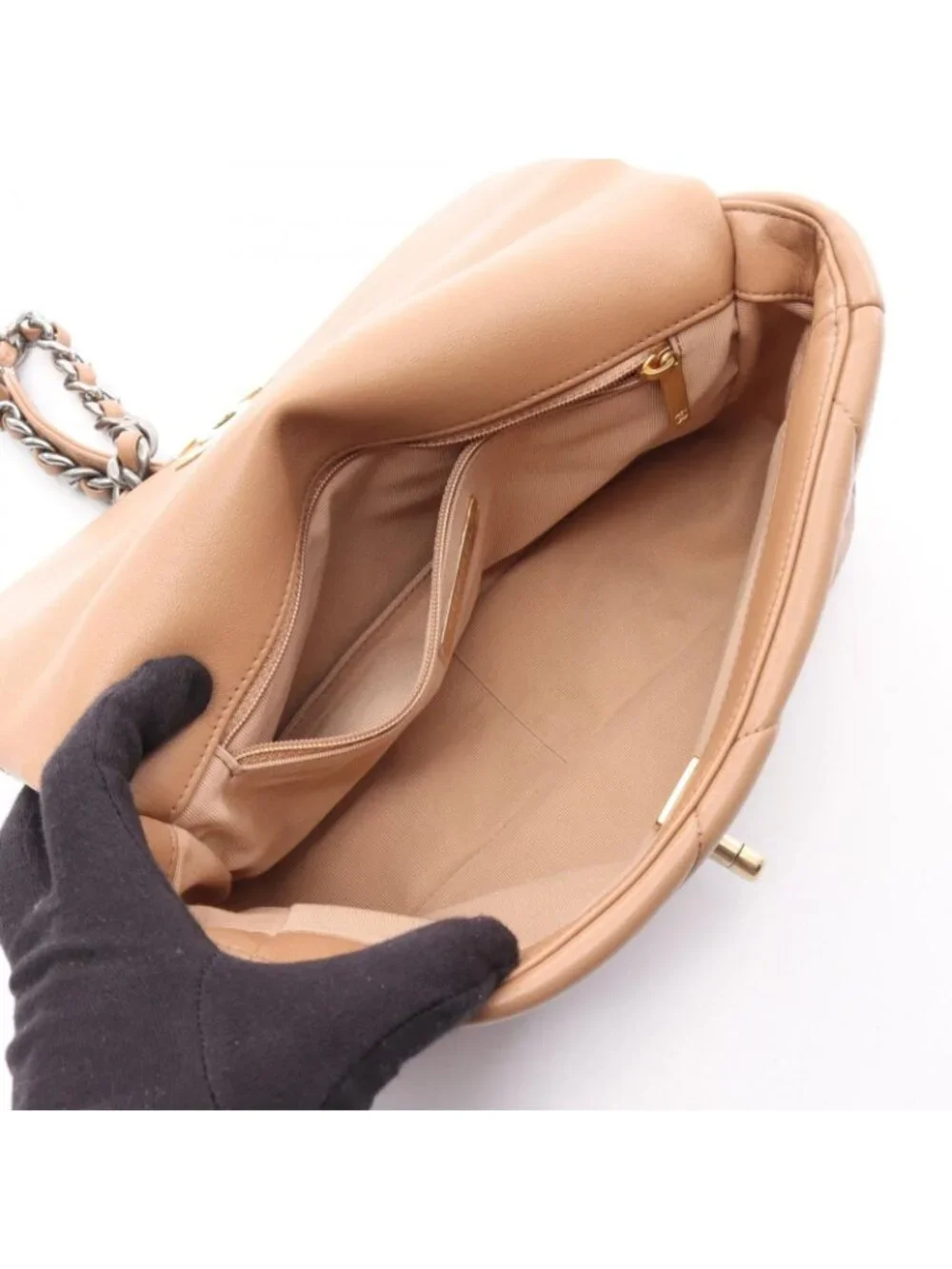 Chanel Shoulder Bag 19 Dizeneuf Quilted 2-Way Camel Lambskin 19 Chain
